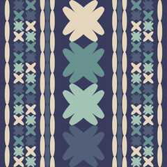 Geometric shapes from points. Digital ornament. Border. Halftone. Seamless pattern. Textile. Ethnic boho ornament. Vector illustration for web design or print. - 475289606