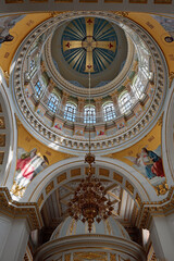 Fototapeta na wymiar Ornate ceiling of the Transfiguration Cathedral in Odesa, Ukraine