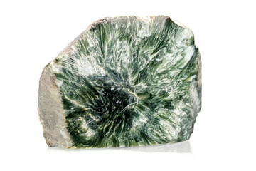 Macro Sphalerite mineral stone with Clinochlore on a white background