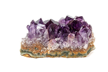 Amethyst Crystal Druse  macro mineral on white background