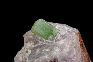 macro mineral stone pargasite on black background