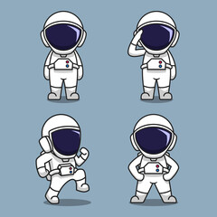 Fototapeta premium Set of cute astronaut cartoon flat illustrations