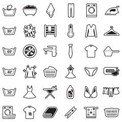 Laundry Washing Icons. Line With Fill Design. Vector Illustration.