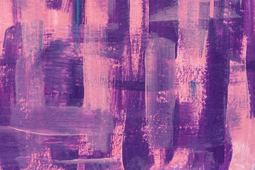 Purple pink acrylic abstract background. Mixed futuristic paint texture. Psychedelic line art. Bright positive background for posters, postcards, invitations. Creative gouache drawing, brush strokes