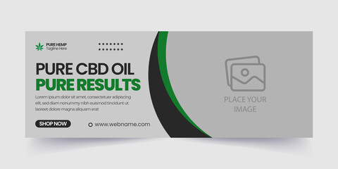 Hemp product cbd oil social media and cannabis sativa facebook cover or Facebook timeline Cover template Design

