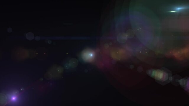 Abstract flares moving on black background 4k footage, Colorful flares moving in lsow motion footage