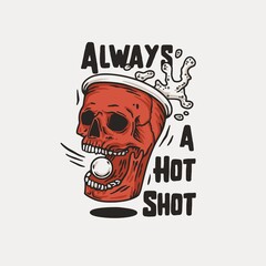 Beer pong game. T-shirt print with beer cup skull and flying ball with foam splash. Design of alcohol sport with throw and drink. College challenge with booze