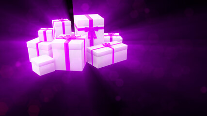 nice purple holiday gifts  - object 3D rendering