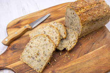 sliced homemade bread with seeds 