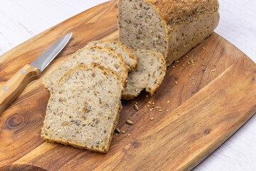 sliced homemade bread with seeds 