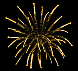 Beautiful firework firecracker with sparks at night sky. Vector illustration