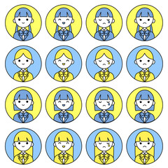 人物アイコンセット_女子高生表情