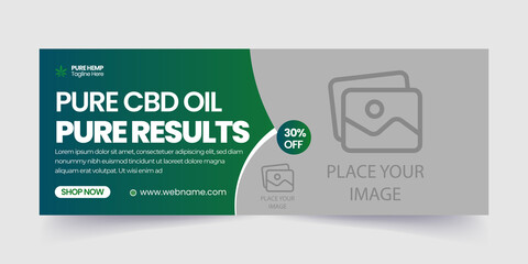 Hemp product cbd oil social media and cannabis sativa facebook cover template, 100% Editable
