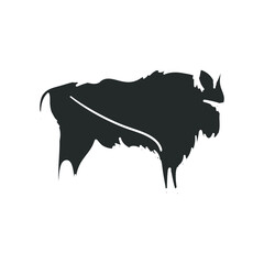 Cave Painting Icon Silhouette Illustration. Prehistory Bison Culture Vector Graphic Pictogram Symbol Clip Art. Doodle Sketch Black Sign.