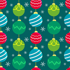 Seamless Christmas background with a garland of Christmas tree toys