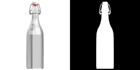 3D rendering illustration of a bottle with bracket closure closed