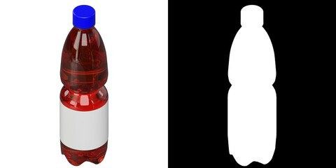 3D rendering illustration of a bottle with liquid and label