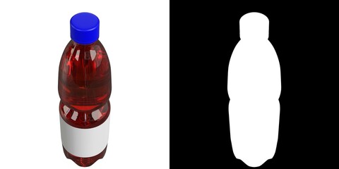 3D rendering illustration of a bottle with liquid and label