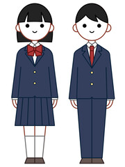 人物イラスト_学生男女