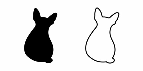Dog silhouette vector icon. The French Bulldog sits with his back.