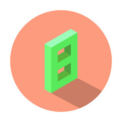 Isometric green number 8 with shadow in Light Salmon color circle