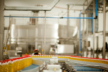 BOTTLE FACTORY. inside industrial plant. High quality photo