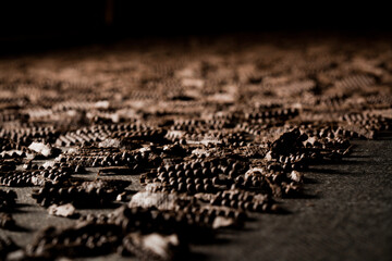 CEREAL AND COOKIE FACTORY. CLOSE UP AND DETAIL OOF PRODUCTION LINE. High quality photo