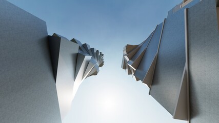 Futuristic architecture background modern skyscrapers 3d rendering