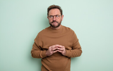 middle age handsome man scheming and conspiring, thinking devious tricks and cheats, cunning and...