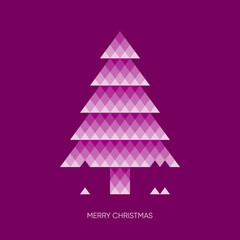 Fototapeta premium Vector card with violet mosaic christmas tree