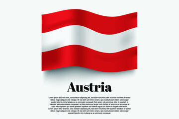 Austria flag waving form on gray background. Vector illustration.