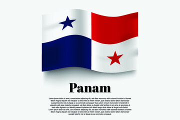 Panam flag waving form on gray background. Vector illustration.