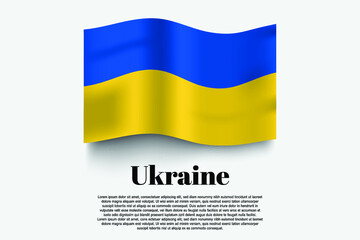 Ukraine flag waving form on gray background. Vector illustration.
