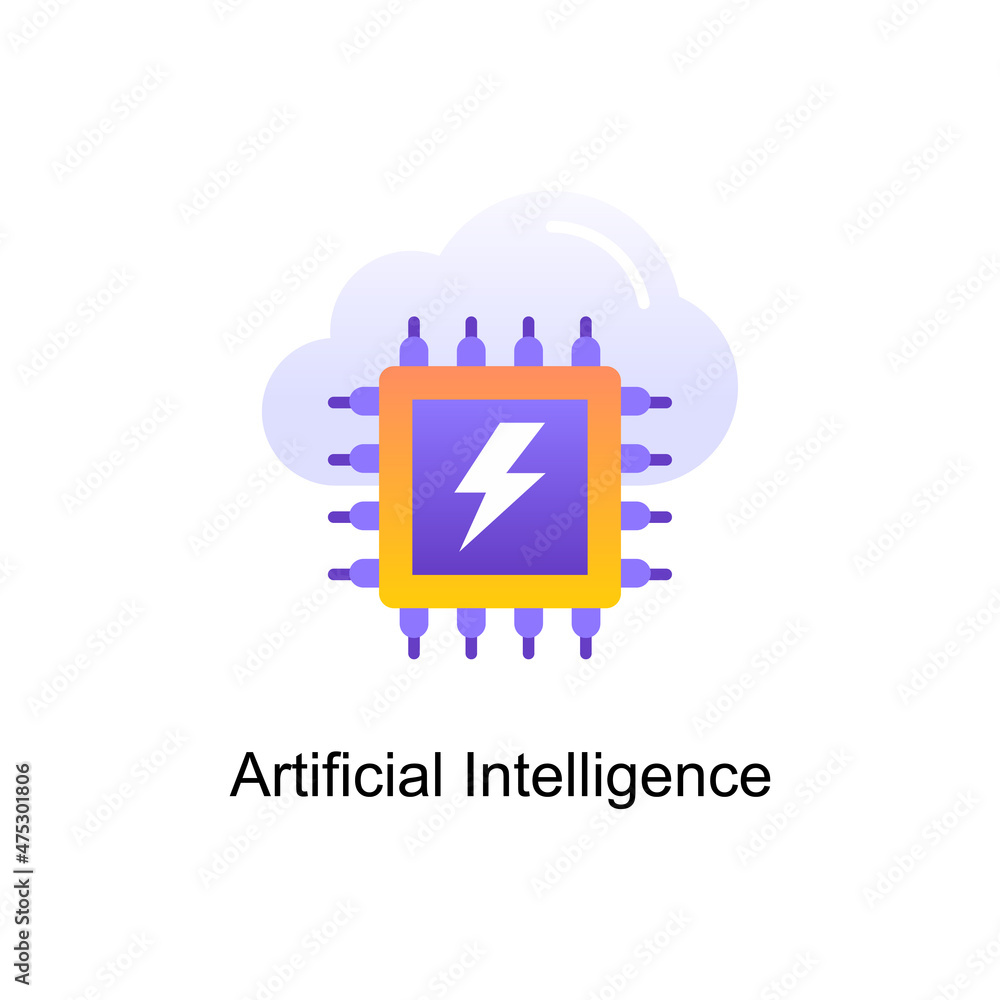 Poster artificial intelligence vector gradient icon design illustration. digitalization and industry symbol