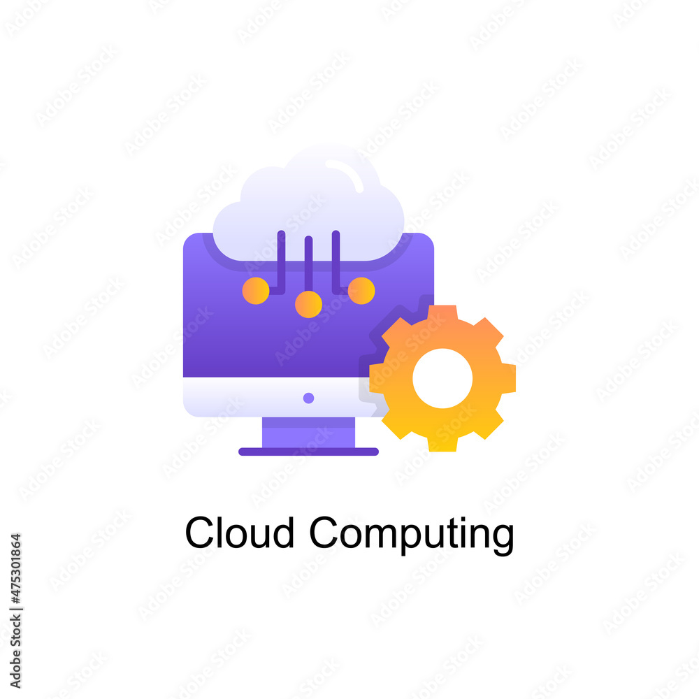 Poster cloud computing vector gradient icon design illustration. digitalization and industry symbol on whit