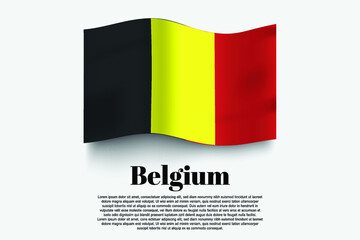 Belgium flag waving form on gray background. Vector illustration.