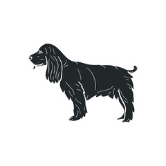 Cocker Icon Silhouette Illustration. Dog Canine Friend Vector Graphic Pictogram Symbol Clip Art. Doodle Sketch Black Sign.