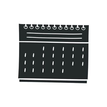 Calendar Spiral Icon Silhouette Illustration. Event Reminder Vector Graphic Pictogram Symbol Clip Art. Doodle Sketch Black Sign.