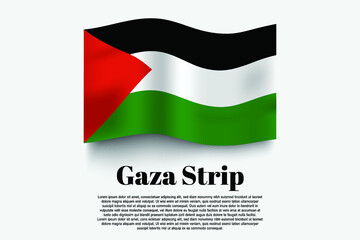 Gaza Strip flag waving form on gray background. Vector illustration.