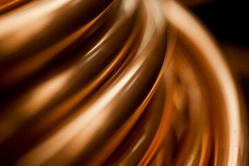 COPPER FACTORY. CLOSE UP, DETAIL OF COPPER High quality photo