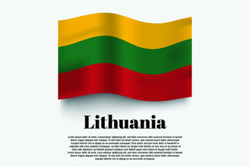 Lithuania flag waving form on gray background. Vector illustration.