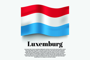 Luxemburg flag waving form on gray background. Vector illustration.