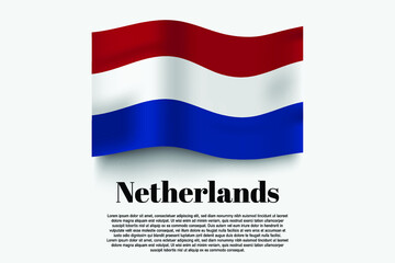Netherlands flag waving form on gray background. Vector illustration.