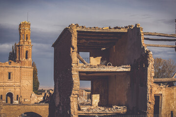 Ruins of the town of Belchite, scene of one of the symbolic battles of the Spanish Civil War, the...