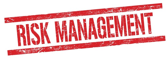 RISK MANAGEMENT text on red grungy rectangle stamp.