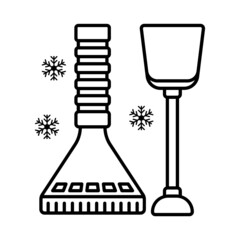 Snow Removing Tools Concept, Pan and Shovel Vector Line Icon Design, Winter Season activities Symbol, Coldest Weather Sign, Snow and frost Stock Illustration