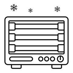 Electric Heater Concept, Halogen Room heating Device Vector Line Icon Design, Winter Season activities Symbol, Coldest Weather Sign, Snow and frost Stock Illustration