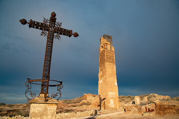 Ruins of the town of Belchite, scene of one of the symbolic battles of the Spanish Civil War, the...
