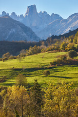 Obraz premium Fall landscape in Asturias. Naranjo de Bulnes. Picu Urriellu. Spain