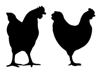 Chicken is large in the set. Vector image.